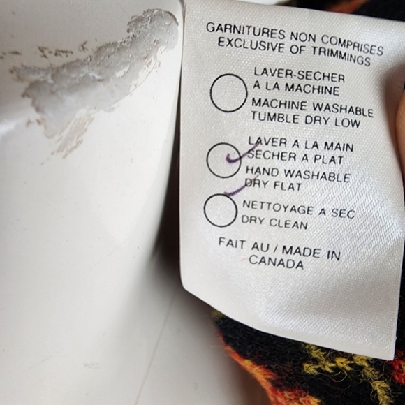 Vintage Wool Handmade Cardigan tlb design Floral Black Orange Size Medium - Picture 14 of 14